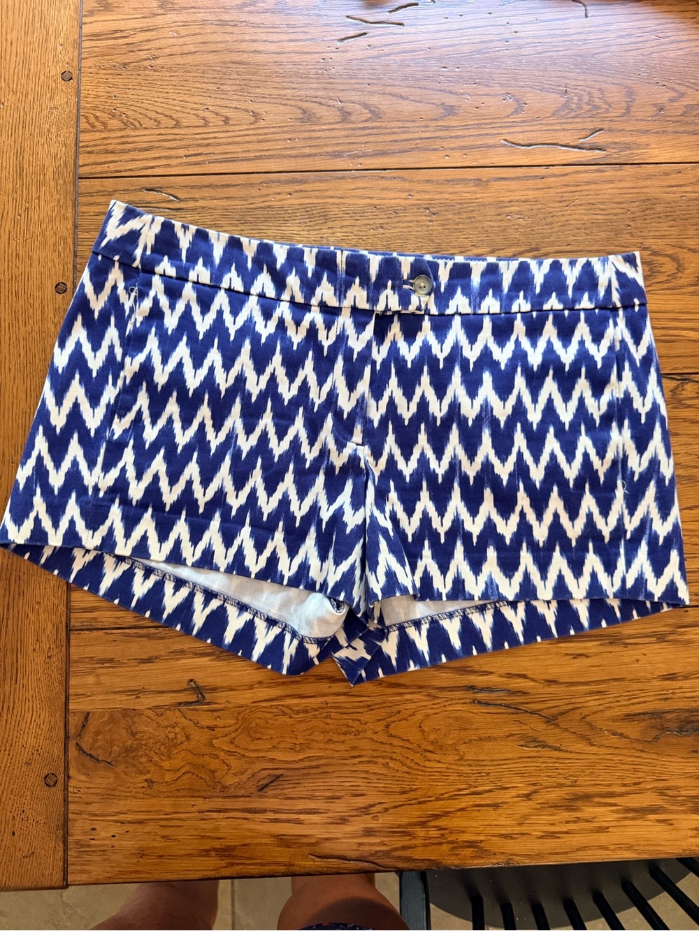 J. Crew Blue and White Zigzag Cotton Shorts